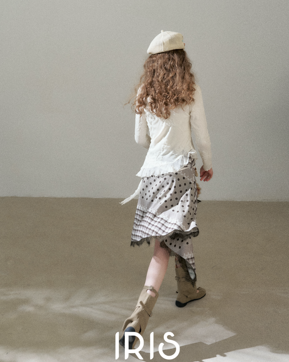 Embroidered Mesh Top & Patchwork Skirt Set