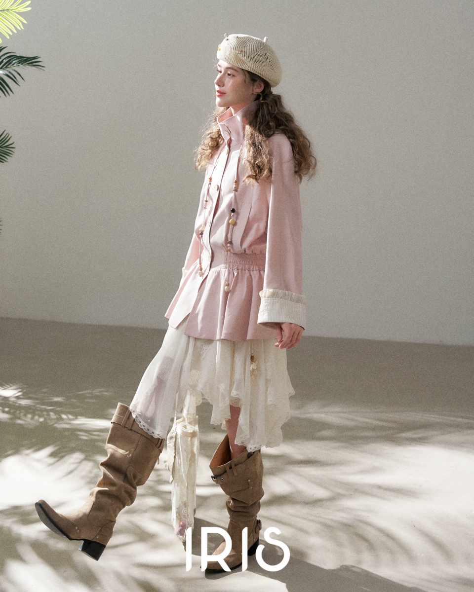 Stand Collar Peplum Jacket