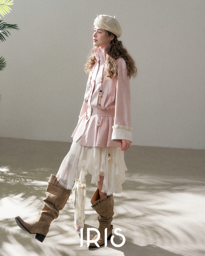 Stand Collar Peplum Jacket