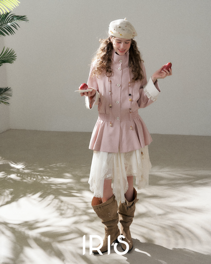 Stand Collar Peplum Jacket