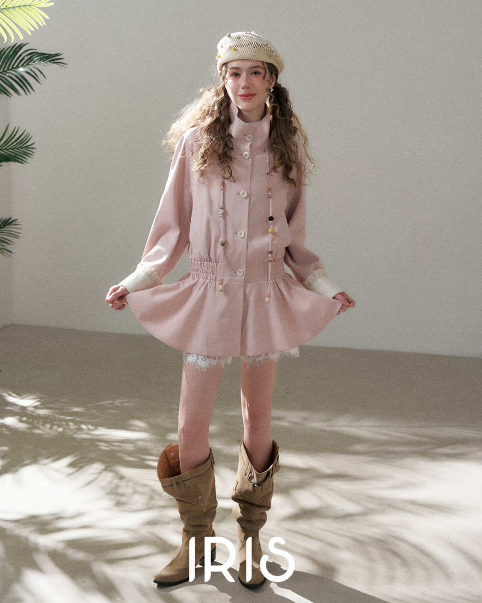 Stand Collar Peplum Jacket