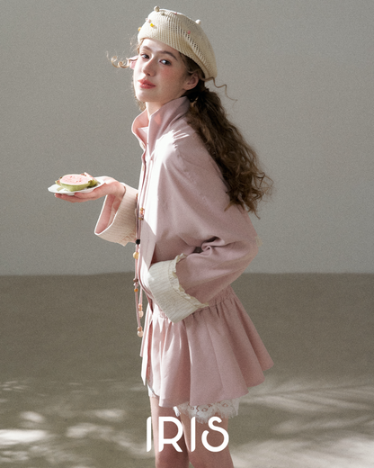 Stand Collar Peplum Jacket