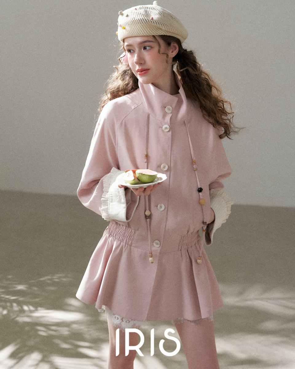 Stand Collar Peplum Jacket