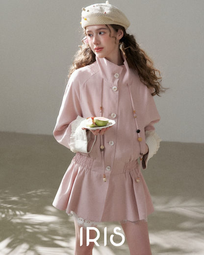 Stand Collar Peplum Jacket