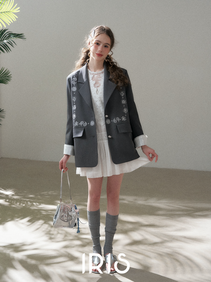 Floral Embroidered Blazer