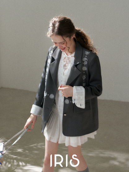 Floral Embroidered Blazer