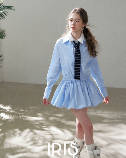 Pleated Shirt Mini Dress