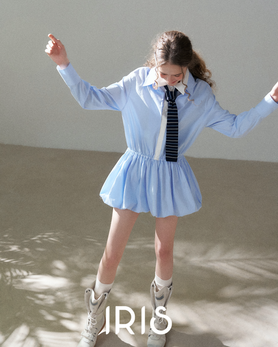 Pleated Shirt Mini Dress