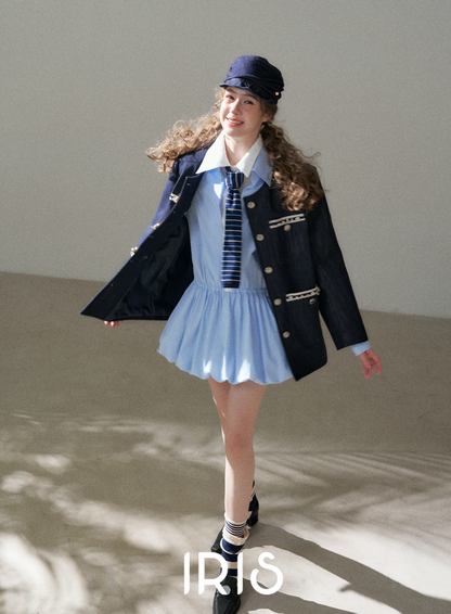 Classic Contrast Trim Blazer Jacket