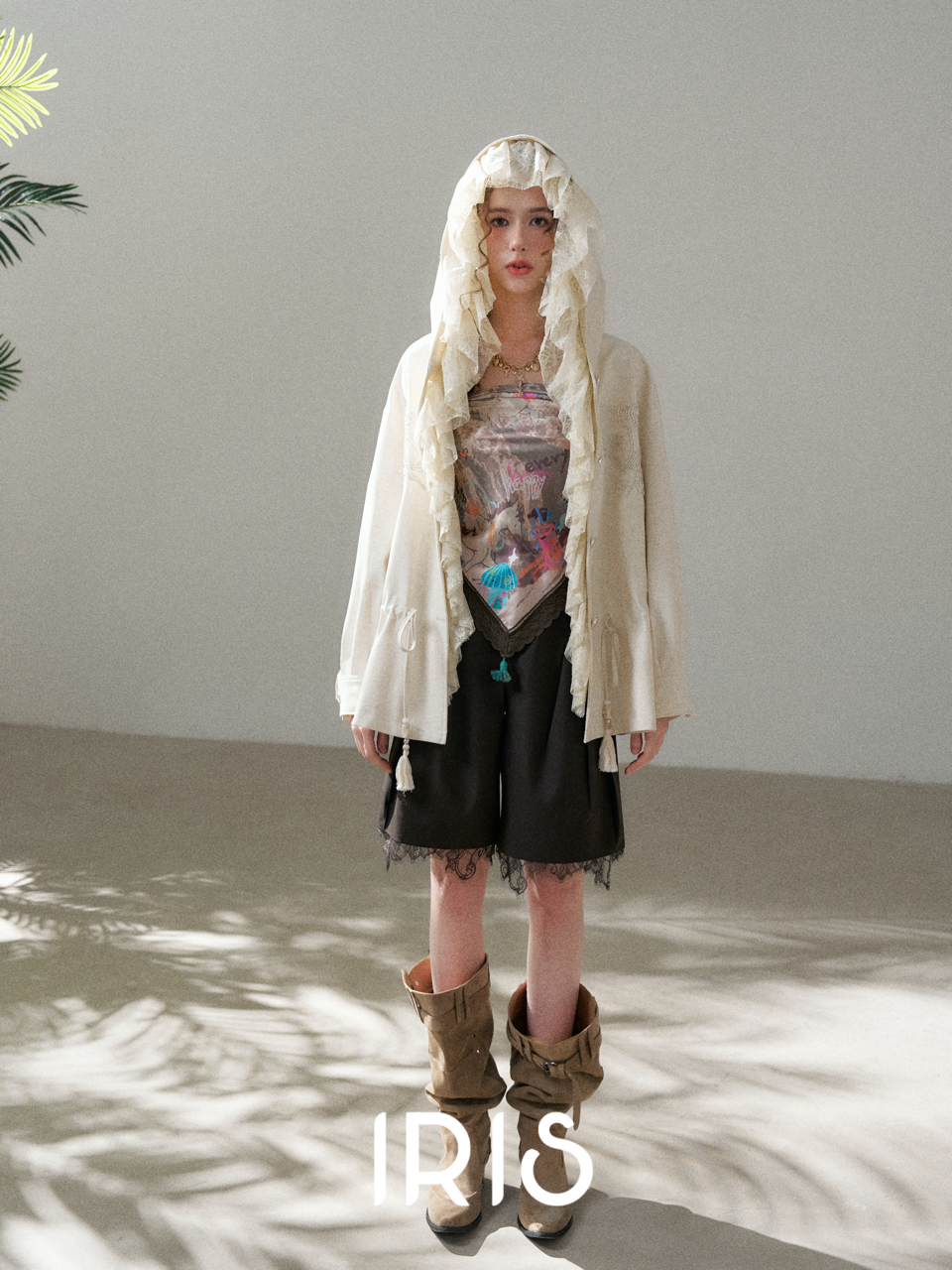 Ivory Hooded Layer Jacket