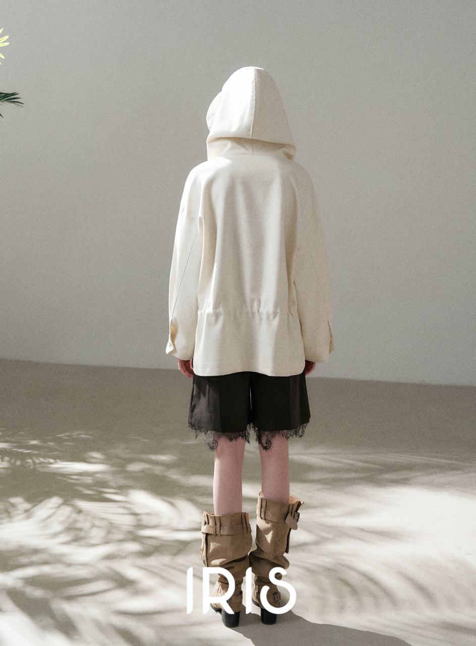 Ivory Hooded Layer Jacket