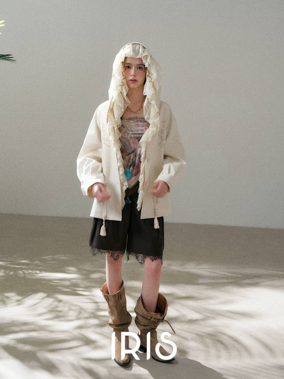 Ivory Hooded Layer Jacket