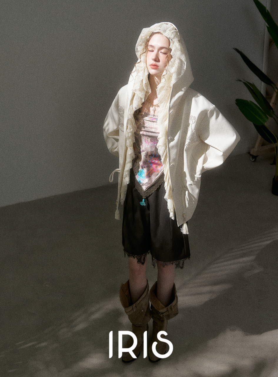 Ivory Hooded Layer Jacket