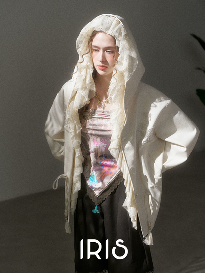 Ivory Hooded Layer Jacket