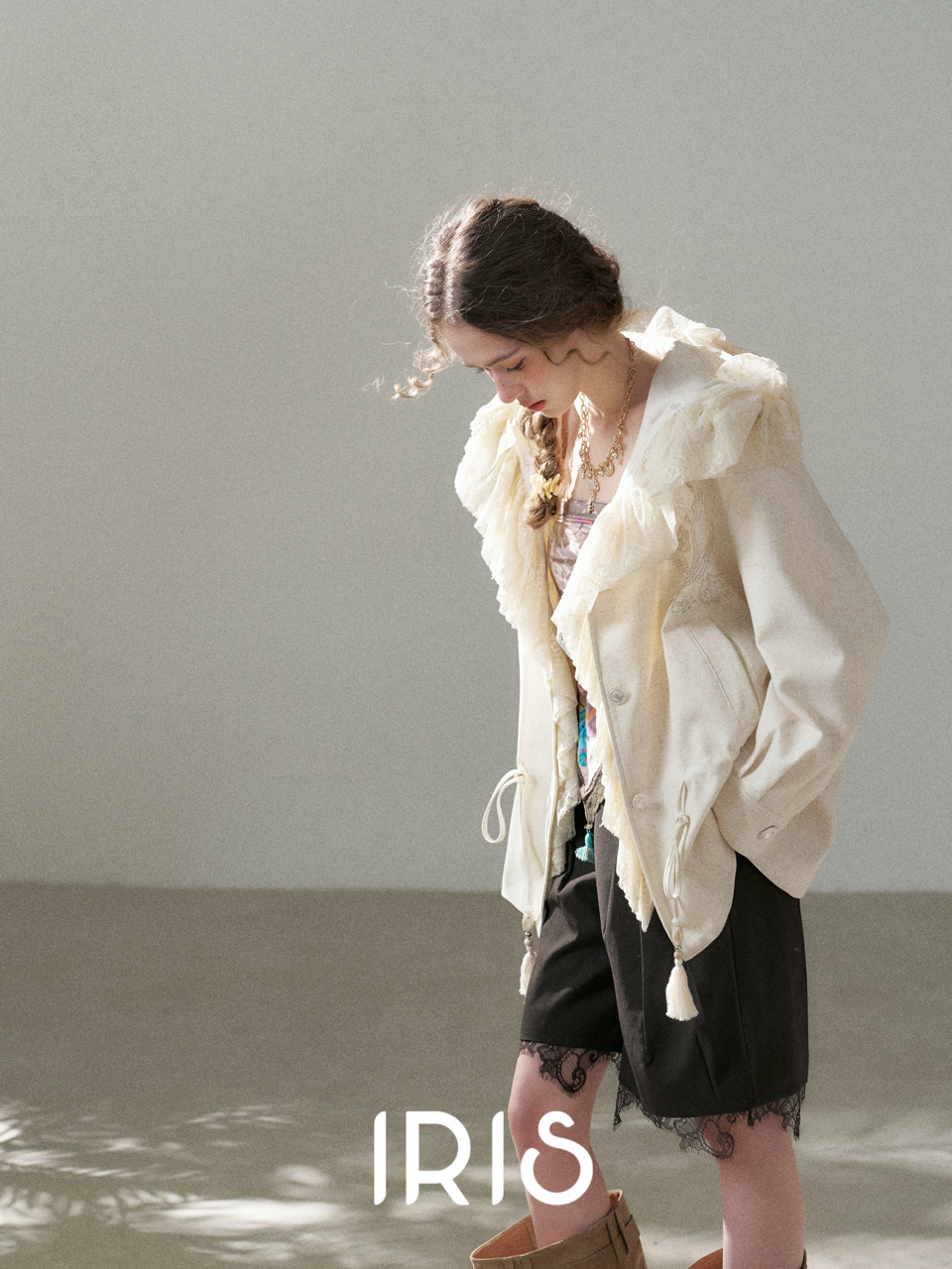 Ivory Hooded Layer Jacket