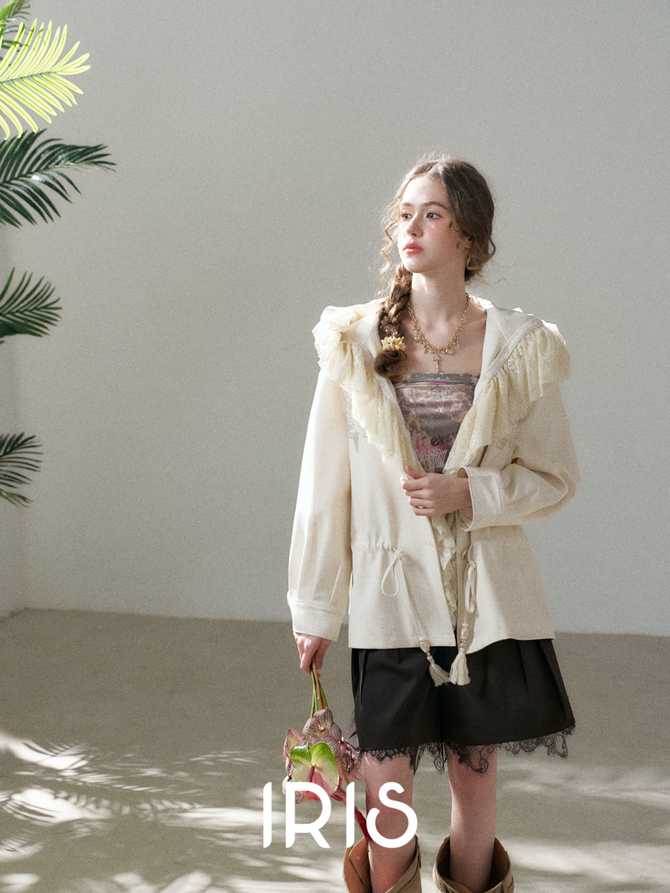 Ivory Hooded Layer Jacket