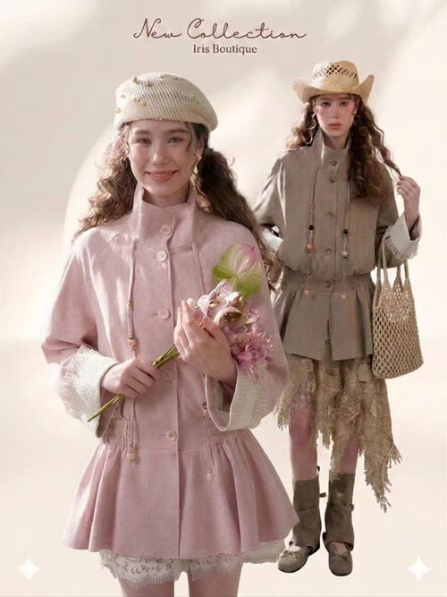 Stand Collar Peplum Jacket