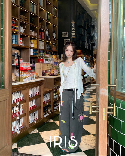 Vacation in HK |Moonlight Two-Piece Top Set & Heart Motif Wide-Leg Pants