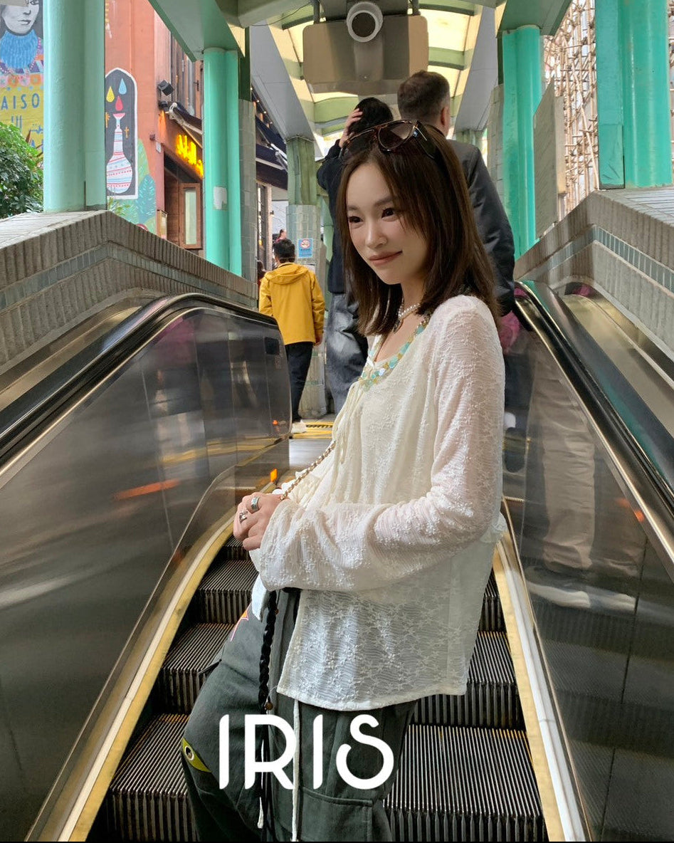 Vacation in HK |Moonlight Two-Piece Top Set & Heart Motif Wide-Leg Pants