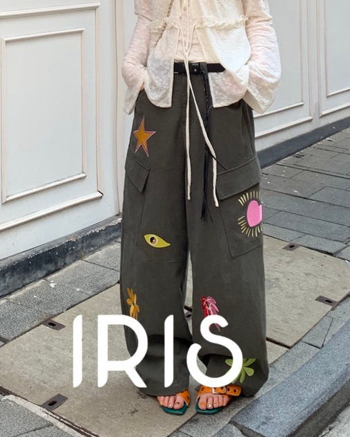 Vacation in HK |Moonlight Two-Piece Top Set & Heart Motif Wide-Leg Pants