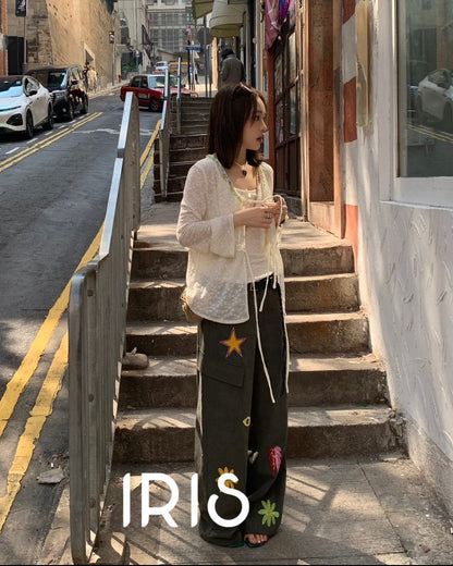 Vacation in HK |Moonlight Two-Piece Top Set & Heart Motif Wide-Leg Pants