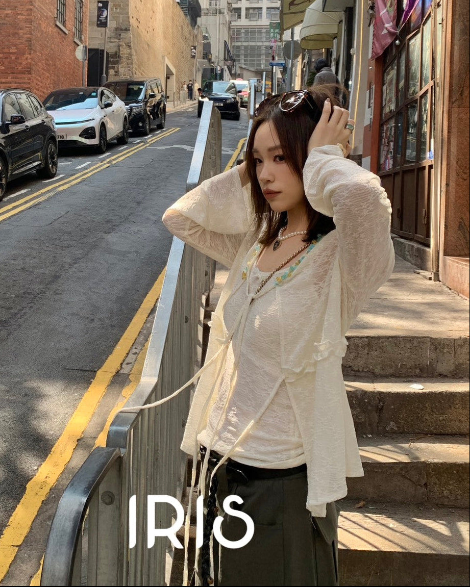 Vacation in HK |Moonlight Two-Piece Top Set & Heart Motif Wide-Leg Pants