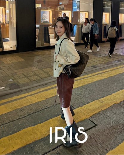 Vacation in HK |Horse Embroidered Faux Leather Jacket