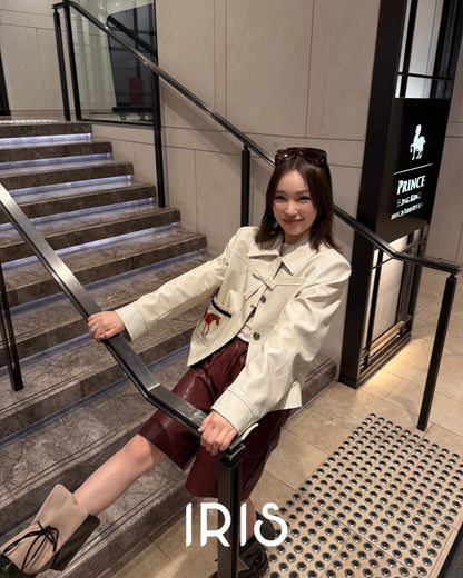 Vacation in HK |Horse Embroidered Faux Leather Jacket