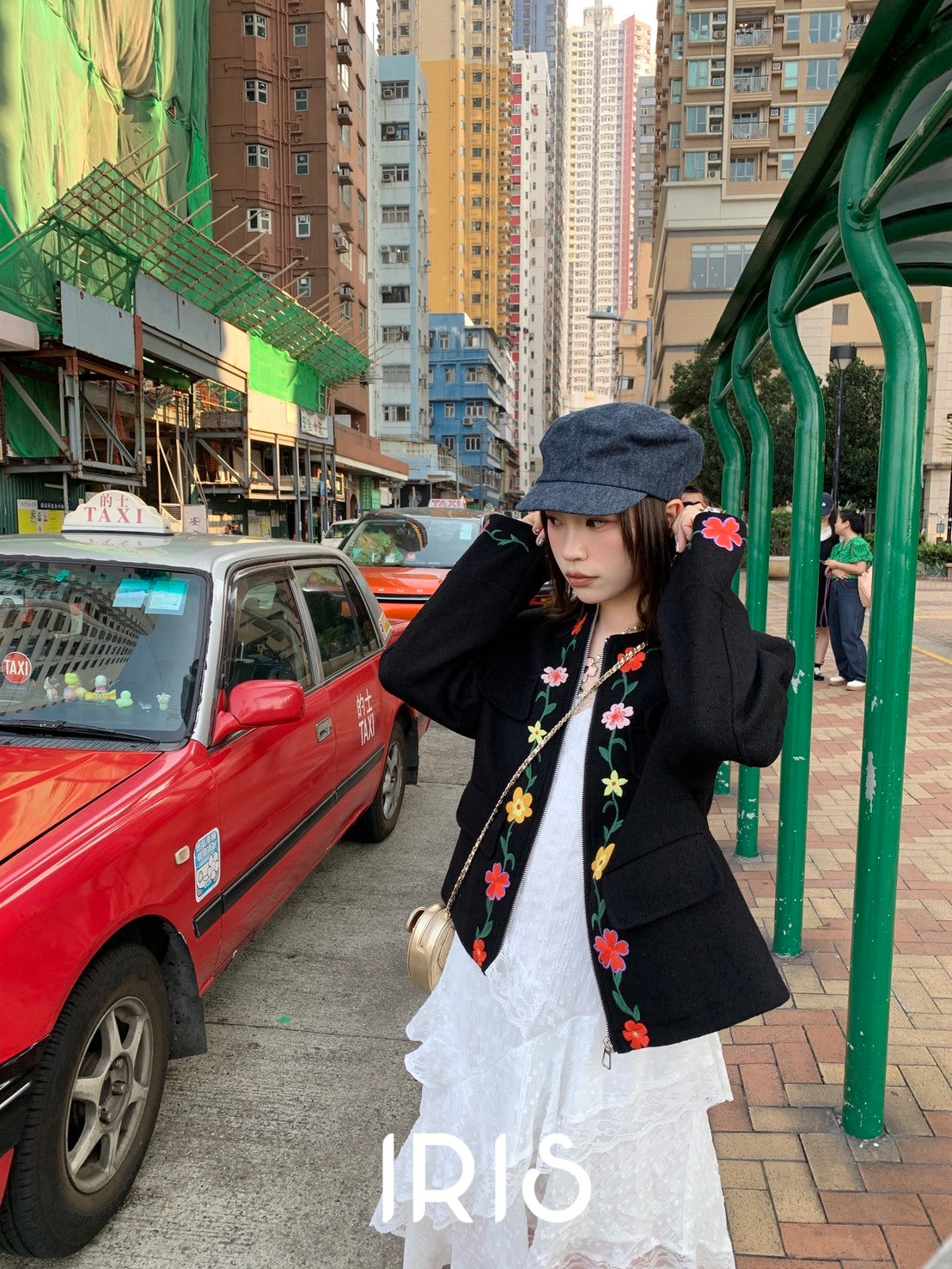 Vacation in HK | Blooming Floral Embroidered Black Jacket