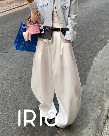 Vacation in HK |Blue Balloon Cropped Jacket & Minimal Flow Wide-Leg Pants