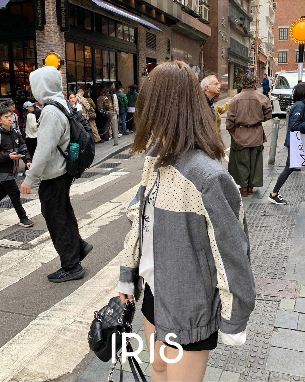 Vacation in HK |Grey Contrast Panel Jacket