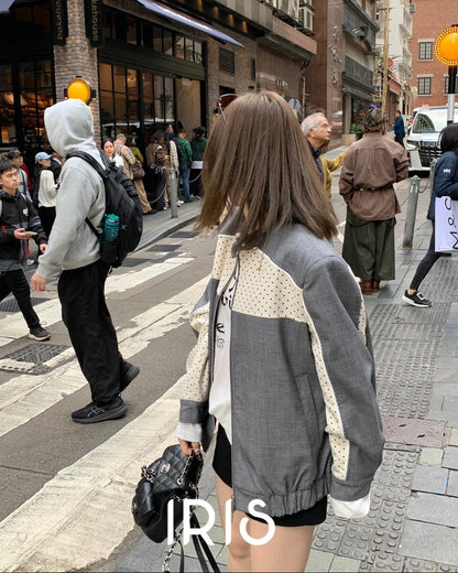 Vacation in HK |Grey Contrast Panel Jacket