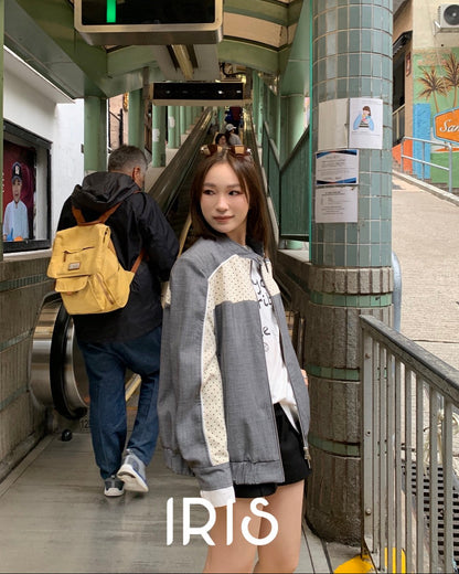 Vacation in HK |Grey Contrast Panel Jacket