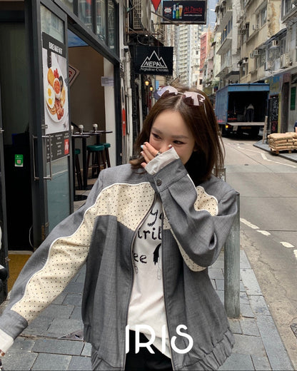 Vacation in HK |Grey Contrast Panel Jacket
