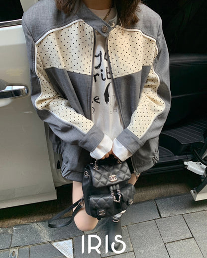 Vacation in HK |Grey Contrast Panel Jacket