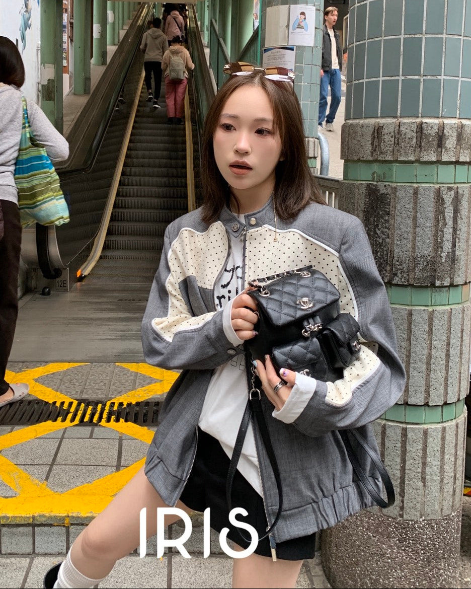 Vacation in HK |Grey Contrast Panel Jacket