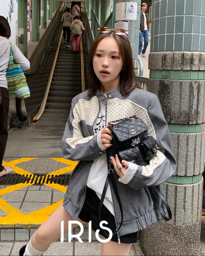 Vacation in HK |Grey Contrast Panel Jacket