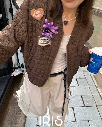 Vacation in HK |Coffee Scent Quilted Jacket