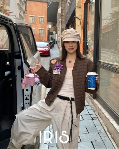Vacation in HK |Coffee Scent Quilted Jacket