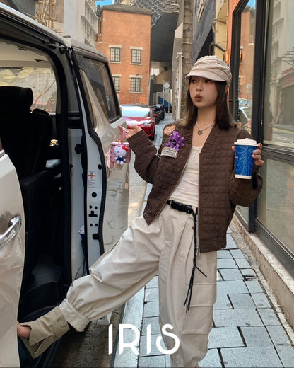 Vacation in HK |Coffee Scent Quilted Jacket
