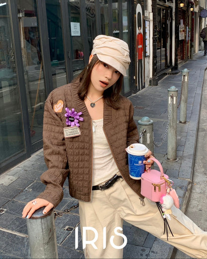 Vacation in HK |Coffee Scent Quilted Jacket