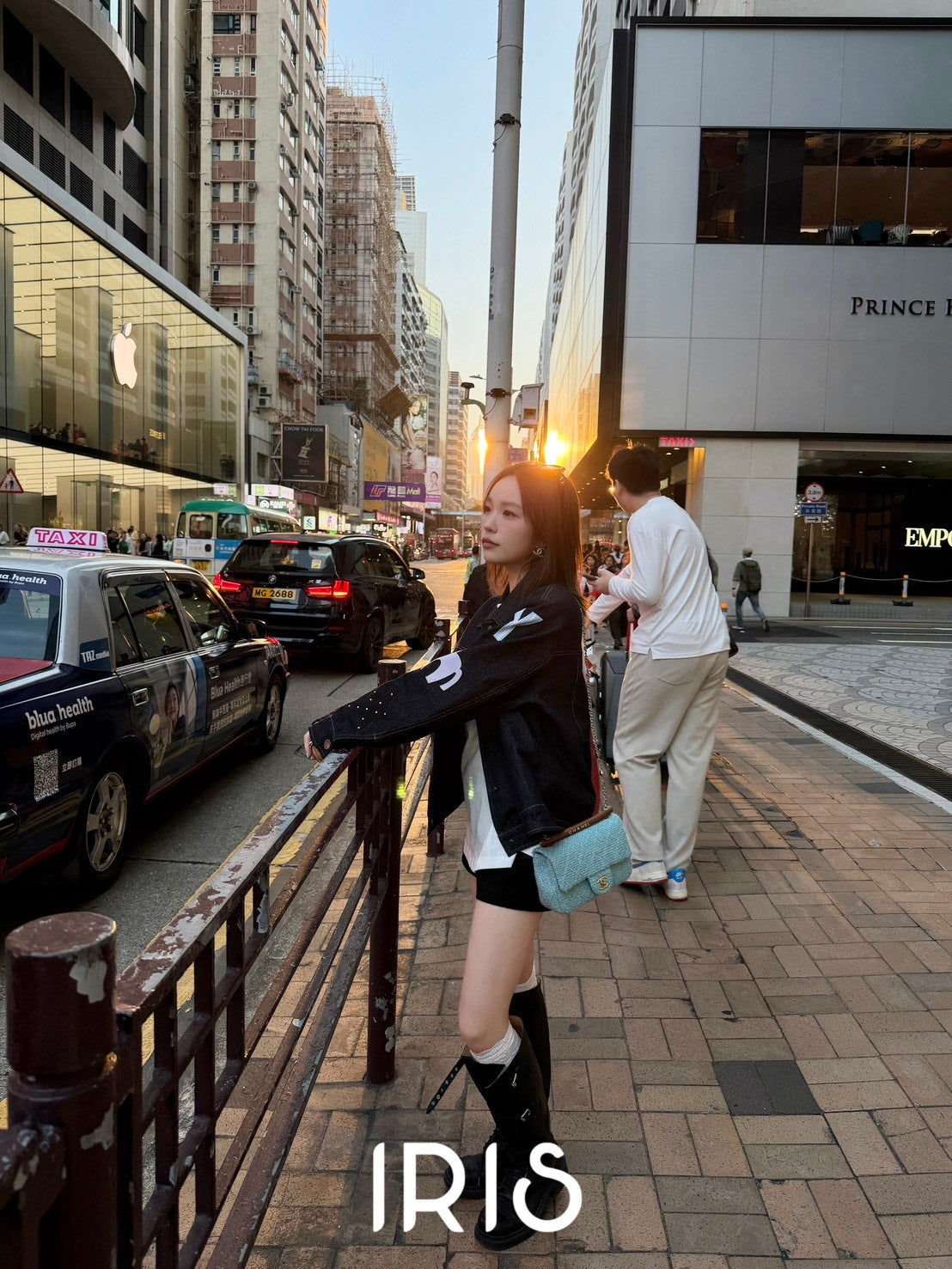 Vacation in HK |Graphic Sleeve Denim Jacket