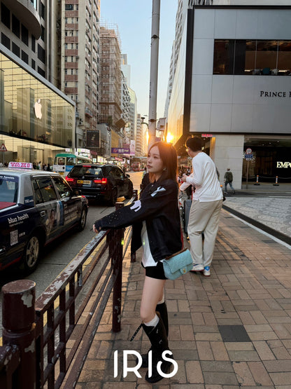 Vacation in HK |Graphic Sleeve Denim Jacket