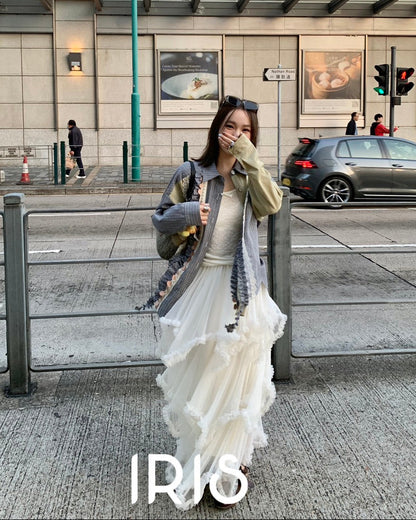 Vacation in HK |Patchwork Contrast Shirt
