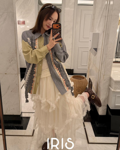 Vacation in HK |Patchwork Contrast Shirt