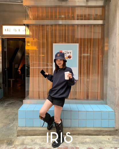 Vacation in HK |Navy Aries Patch Sweatshirt