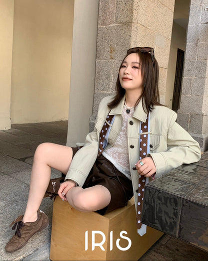 Vacation in HK |Polka Ribbon Cropped Jacket