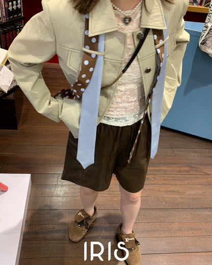 Vacation in HK |Polka Ribbon Cropped Jacket