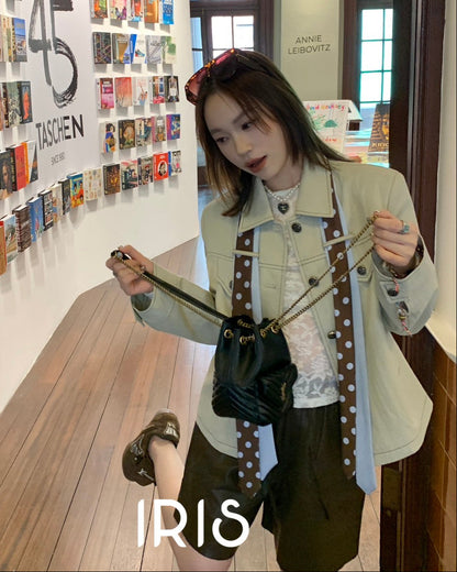 Vacation in HK |Polka Ribbon Cropped Jacket