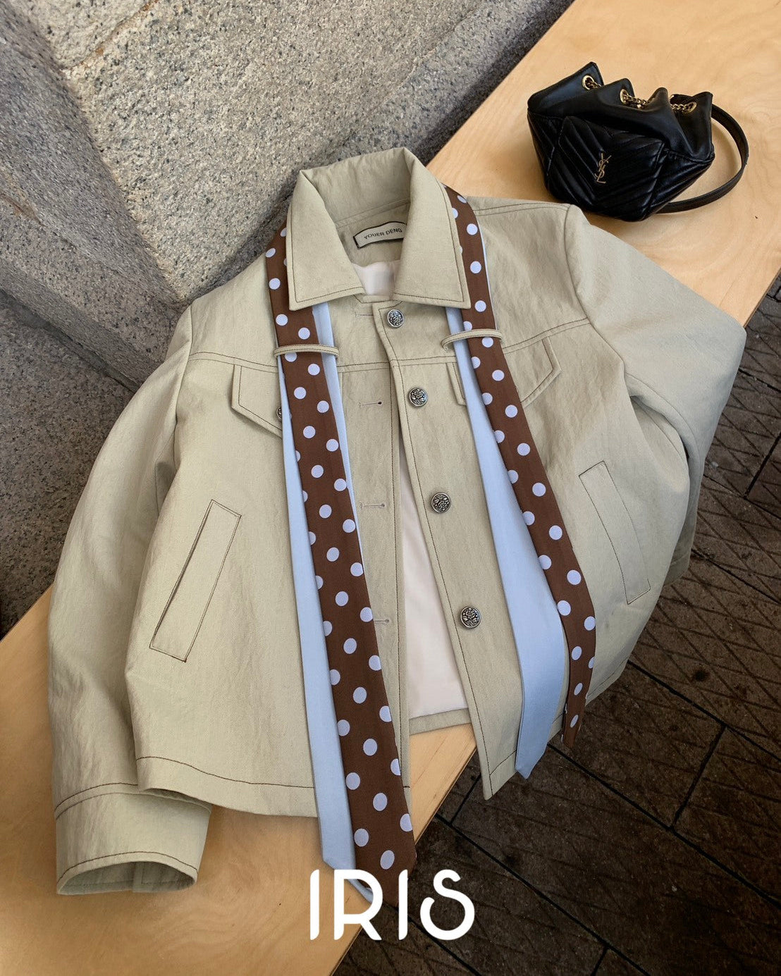 Vacation in HK |Polka Ribbon Cropped Jacket